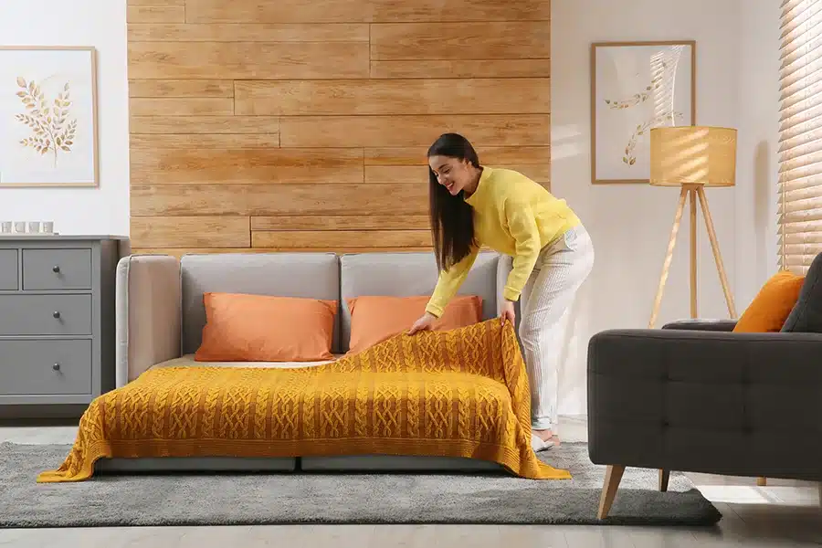 Tipos de sofás: cuál elegir según tu salón y tu forma de vivir sofá cama integrado en un salón multifuncional